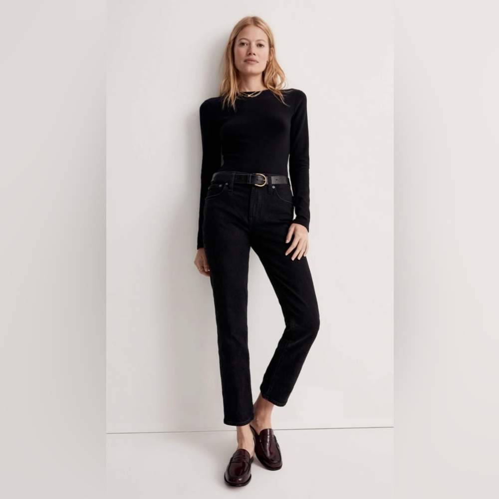 Madewell Black High-Rise Straight Jeans